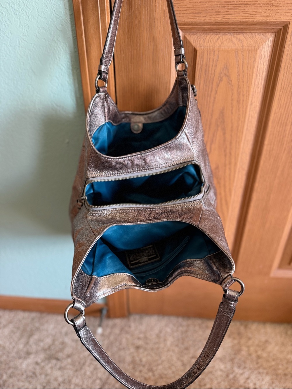 Sparkling Coach Madison Maggie Metallic Leather Hobo Bag - Picture 4 of 10